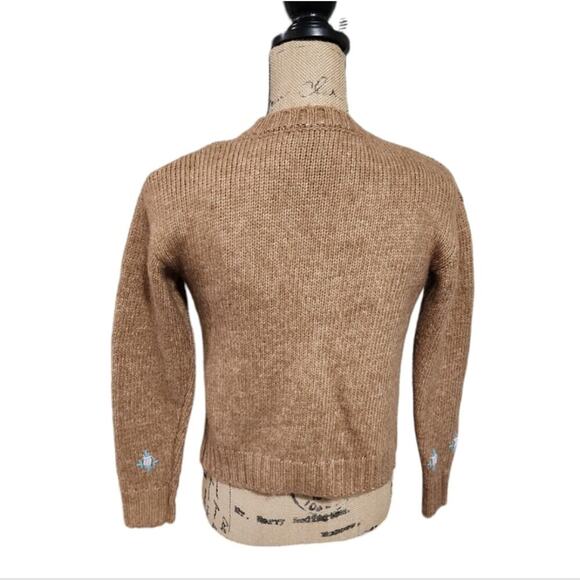 Joie 2 pc Tan and Pink Floral Crocheted Track and Sweater Size Small - Picture 5 of 8